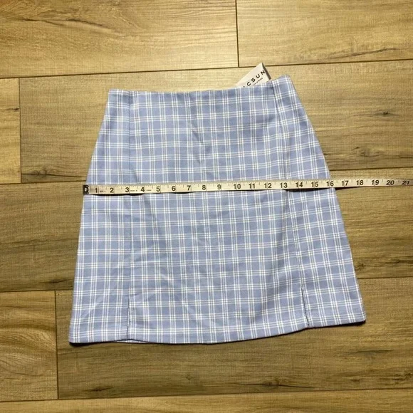 John Galt Pacsun Womens Plaid Mini Skirt Light Blue And White See Measurements‎ - Picture 3 of 11